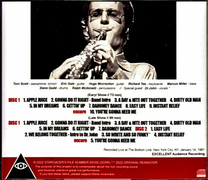 Tom Scott Richard Tee Marcus Miller Steve Gadd Dr. John Tom Scott Richard Tee/NY,USA 1981 2Shows