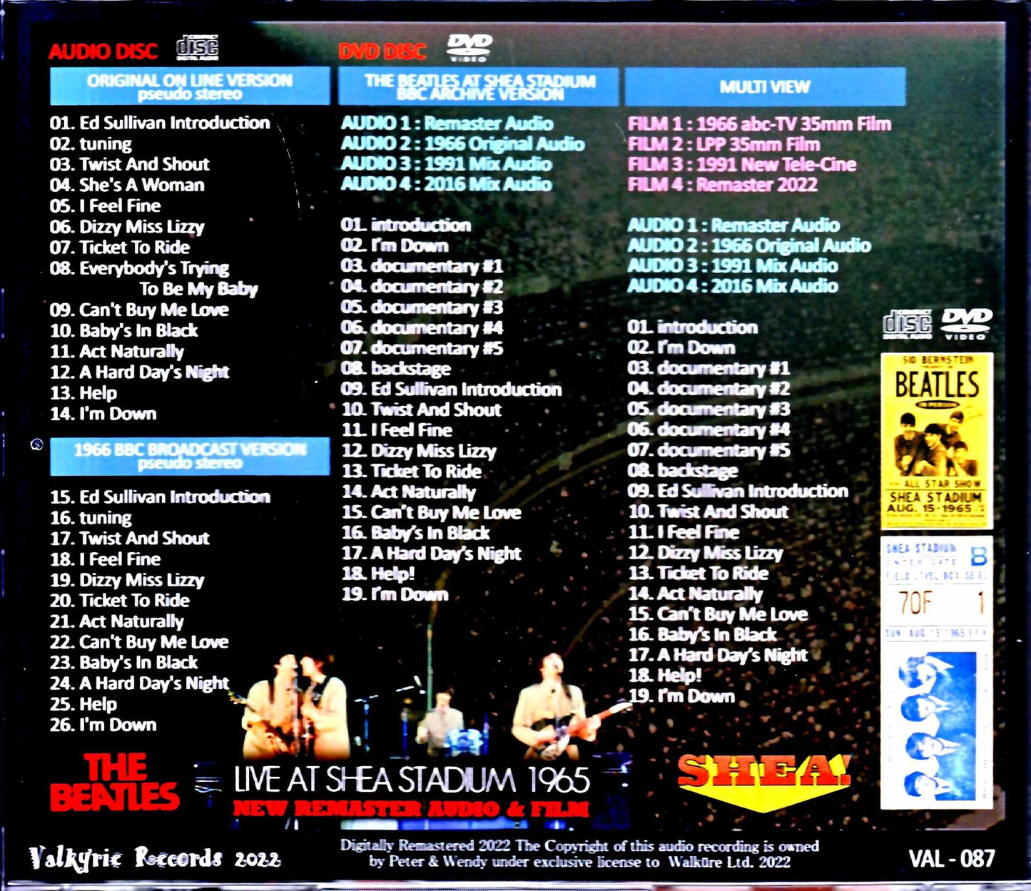Beatles Beatles/Shea Stadium 1965 Latest AI technology NY, USA 1965 New Remaster S & V