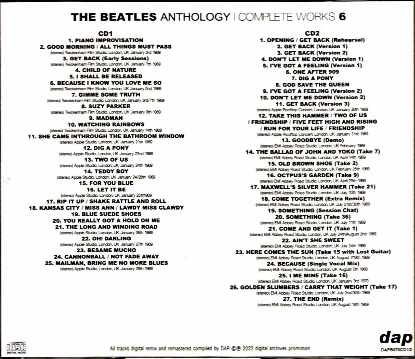 Beatles / Anthology Newly Edited and Expanded Edition "Complete Works" 6th Anthology Complete Works Vol.6
