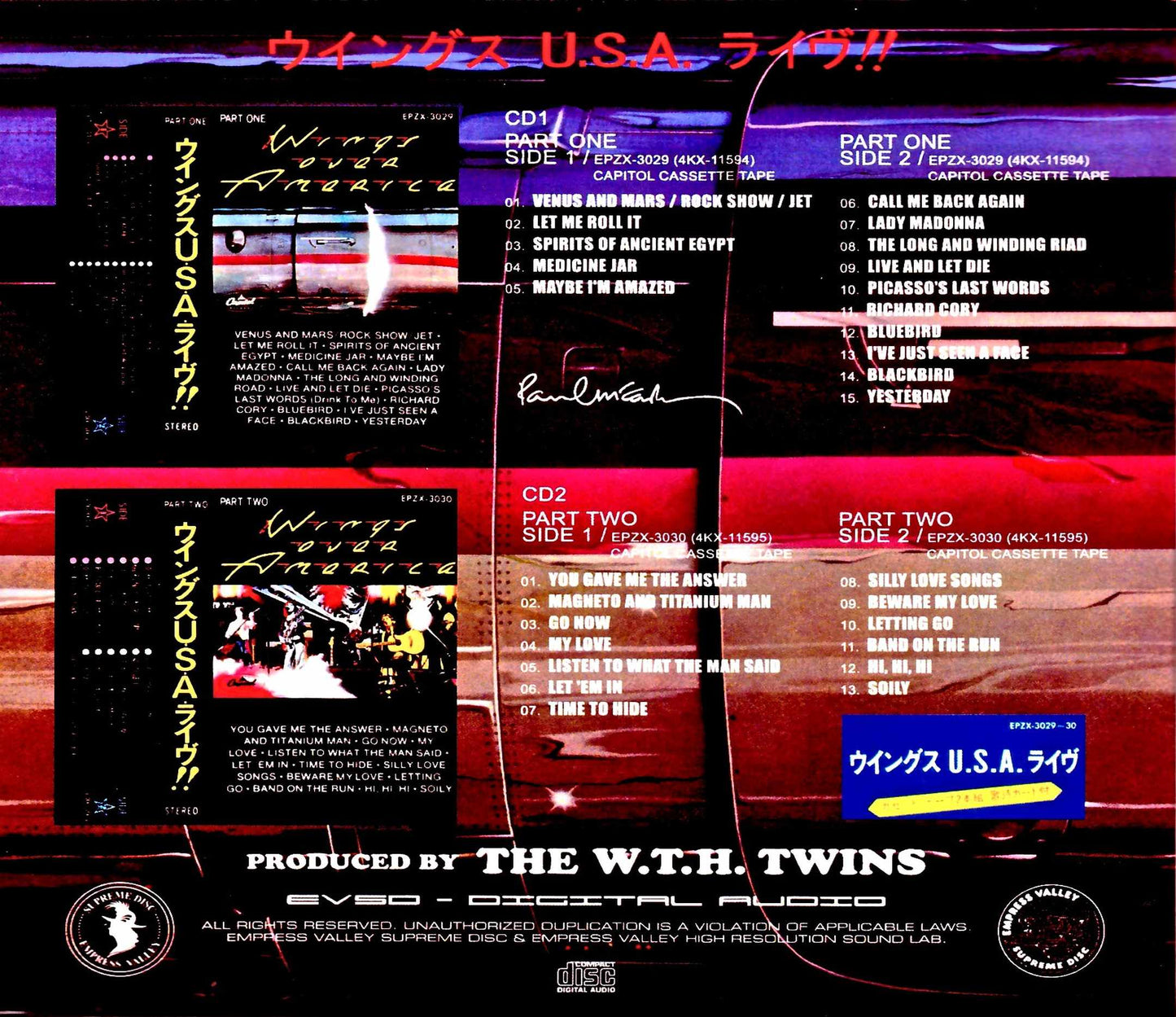 Paul McCartney Wings Paul McCartney Wings / Wings U.S.A. Live Wings Over America Capitol Cassette Edition