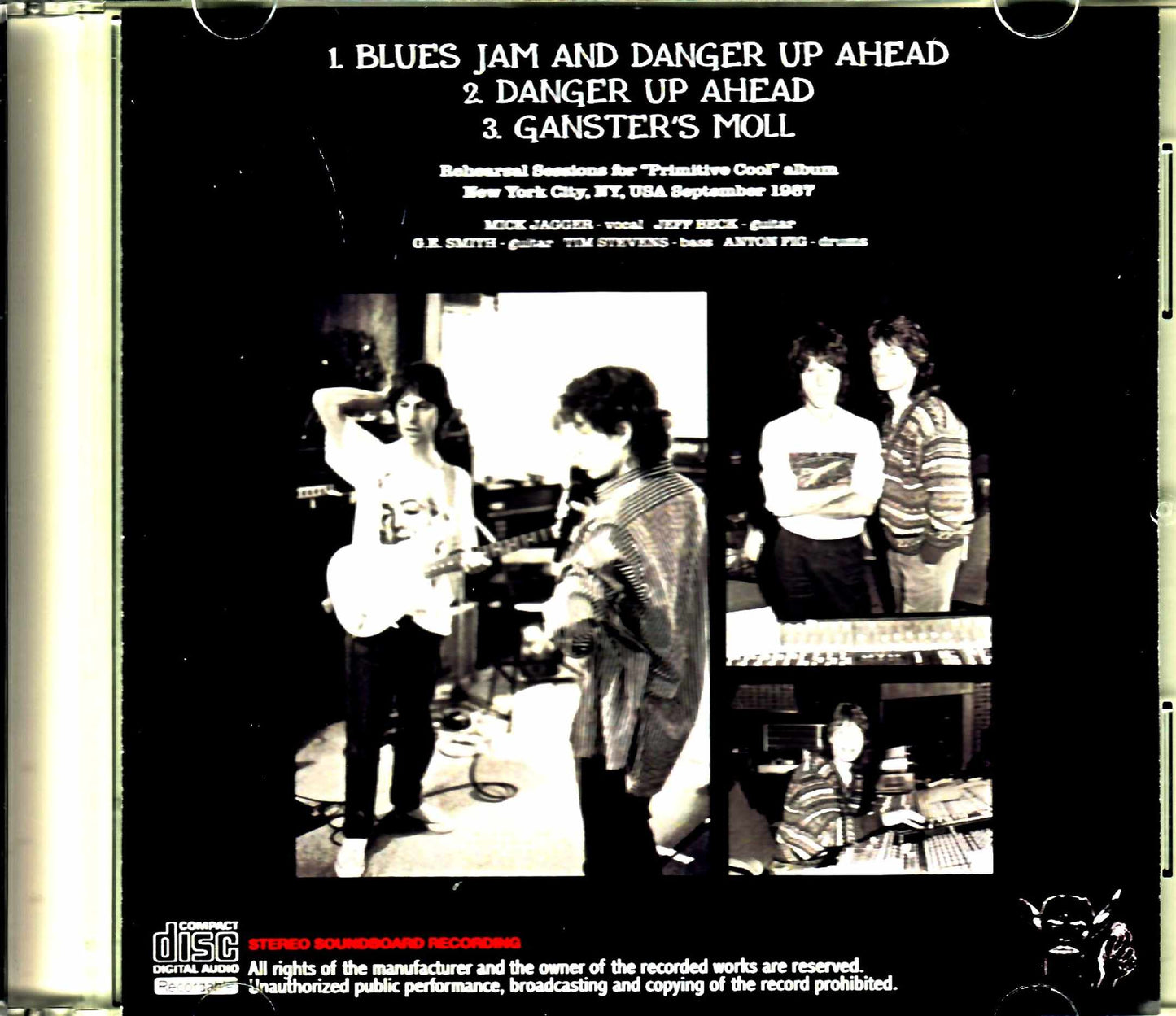 Mick Jagger Jeff Beck Rehearsal session with Mick Jagger/Jeff Beck NY,USA 1987