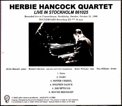 Herbie Hancock Quartet Branford Marsalis, Buster Williams, Tony Williams Herbie Hancock/Sweden 1986