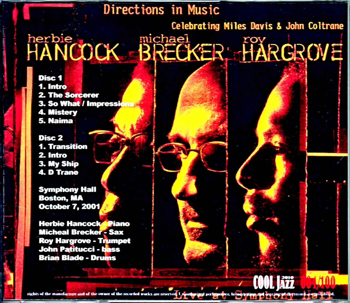 Directions in Music Michael Brecker, Herbie Hancock, Roy Hargrove Directions in Music/MA,USA 2001