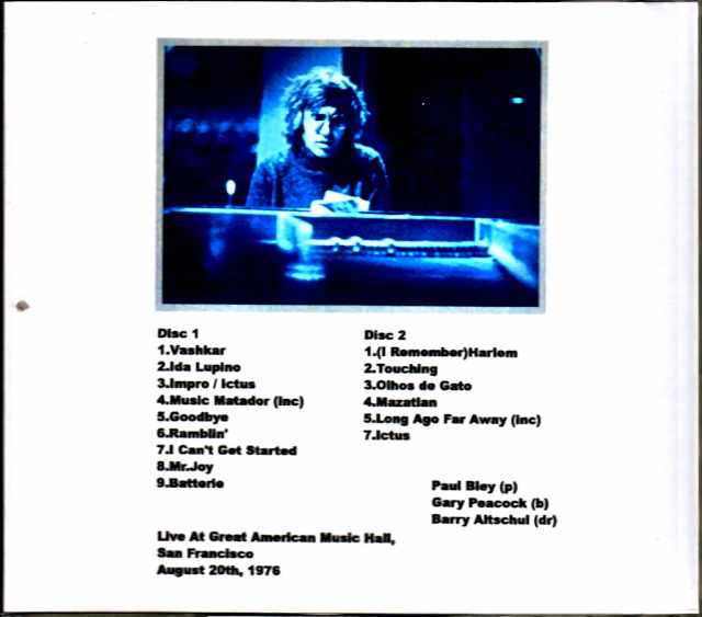 Paul Bley Trio Gary Peacock Paul Bley Gary Peacock/CA,USA 1976