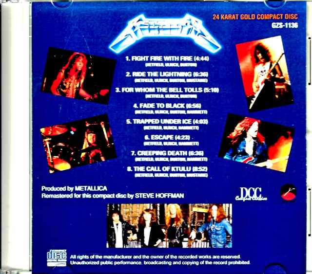 Metallica Ride the Lightning Original DCC Compact Classics CD