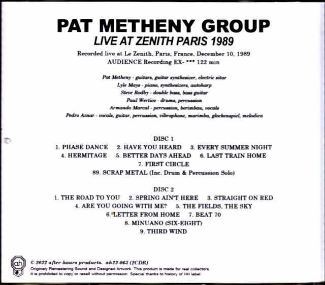 Pat Metheny Group Lyle Mays Pat Metheny Lyle Mays/France 1989 Complete