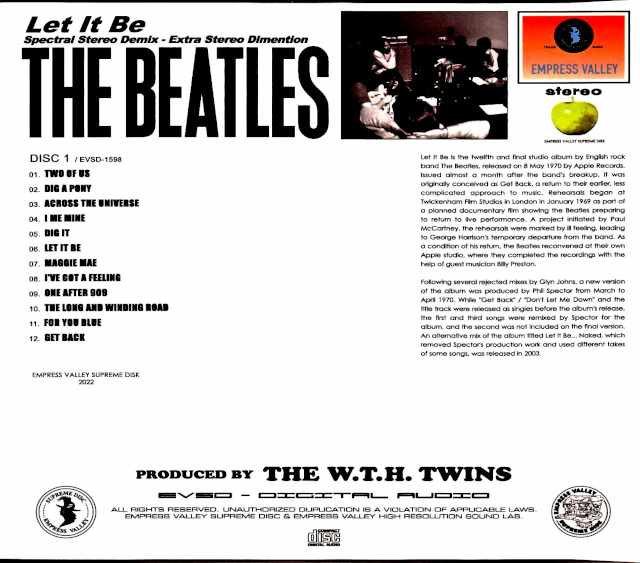 Beatles Let it Be Final Technical Specifications Spectral Stereo Demix