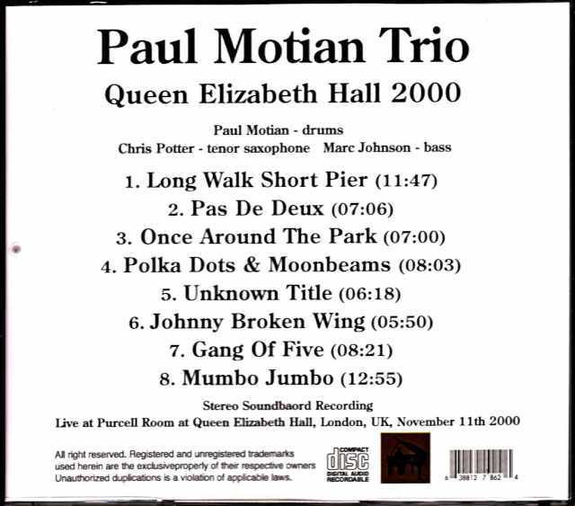 Paul Motian Trio Paul Motian/London,UK 2000