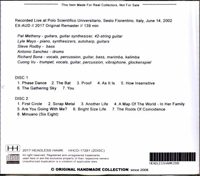 Pat Metheny Group Lyle Mays Pat Metheny Lyle Mays/Italy 2002 Complete