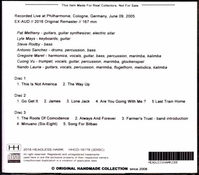 Pat Metheny Group Lyle Mays Pat Metheny Lyle Mays/Germany 2005 Complete