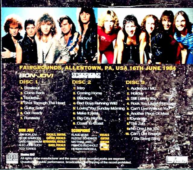 Scorpions Bon Jovi Scorpions Bon Jovi/PA,USA 1984