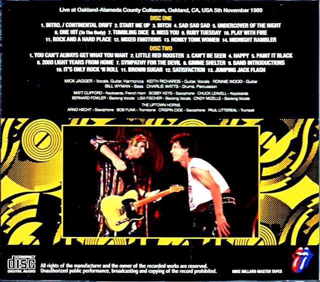 Rolling Stones/CA,USA 11.5.1989 Mike Millard Master Tapes