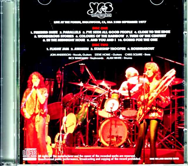 Yes/CA,USA 9.23.1977 Mike Millard Master Tapes