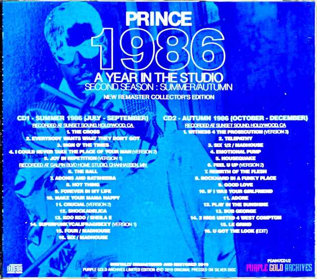 Prince/1986 Year in the Studio Summer to Autumn