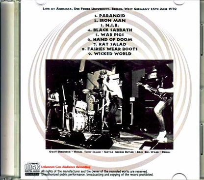 Black Sabbath Black Sabbath/West Germany 1970 Unknown Gen Audience Recording