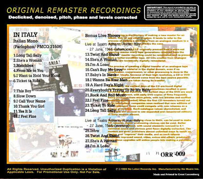 Beatles/Italy 1965 In Italy Analog Original Remastered