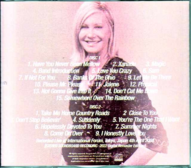 Olivia Newton-John Olivia Newton-John/Tokyo,Japan 2003 Digital Remastered Edition