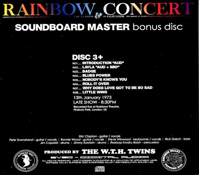 Eric Clapton Eric Clapton/Rainbow Concert 1973 London, UK 1973 Late Show Matrix Edition