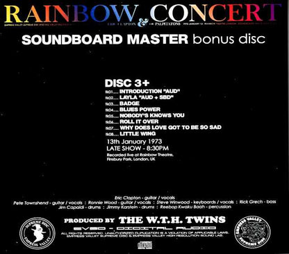 Eric Clapton Eric Clapton/Rainbow Concert 1973 London, UK 1973 Late Show Matrix Edition