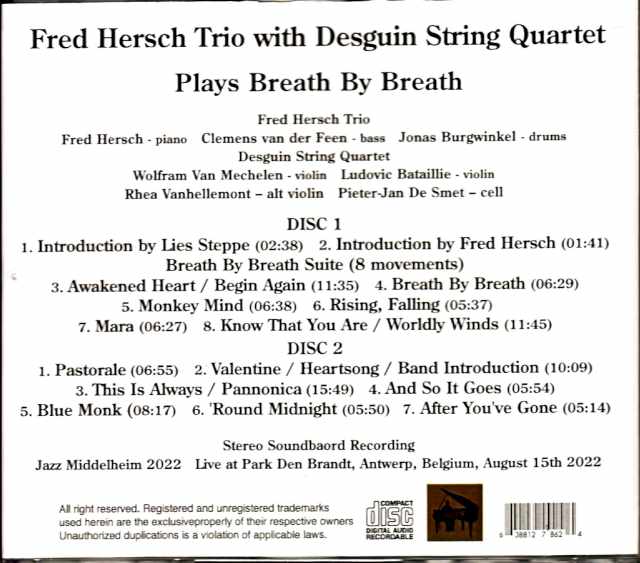 Fred Hersch Trio with Desguin String Quartet Fred Hersch/Belgium 2022 Complete