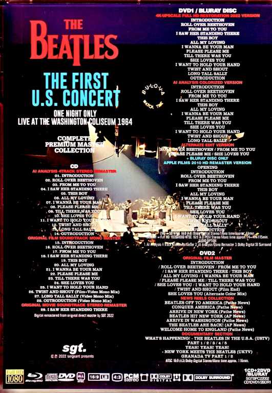 Beatles / First U.S. Concert The Washington Coliseum 1964 First U.S. Concert 1964 Complete Premium Master Collection