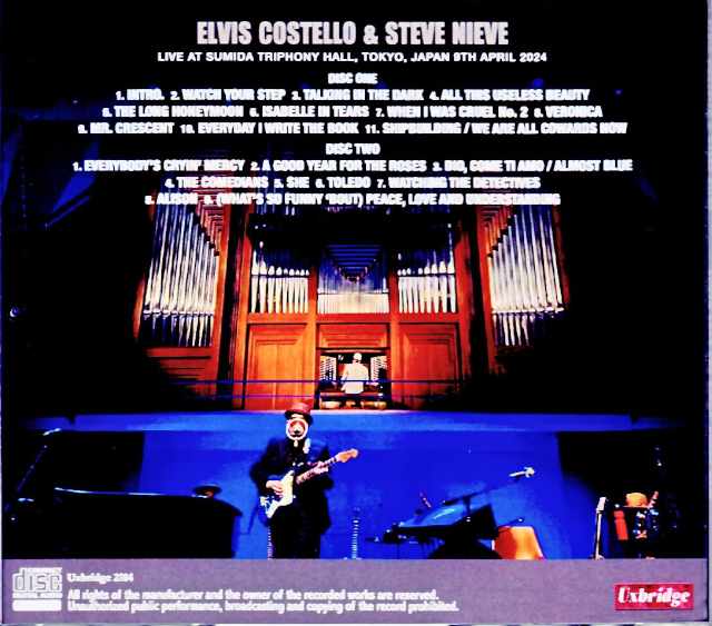 Elvis Costello Steve Nieve /Tokyo,Japan 4.9.2024 Complete Front Row Edition