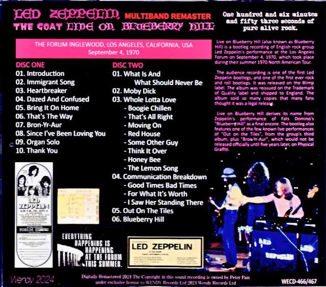 Led Zeppelin / Live on Blueberry Hill CA,USA 9.4.1970 Multiband Remaster