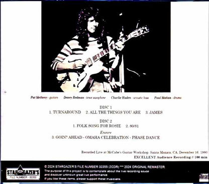 Pat Metheny Quartet Charlie Haden, Paul Motian/CA, USA 1980