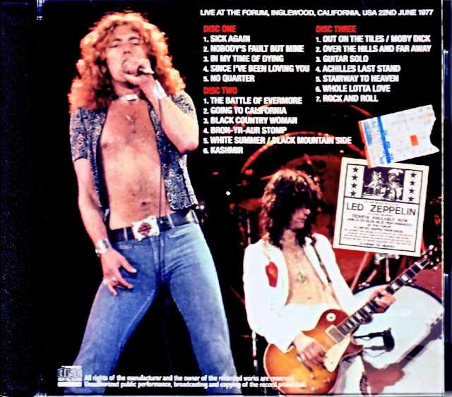 Led Zeppelin/CA,USA 6.22.1977 Barry Goldstein Master Tapes Flat Transfer