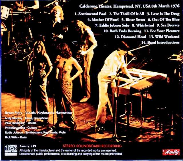 Roxy Music/NY,USA 1976 Soundboard Edition