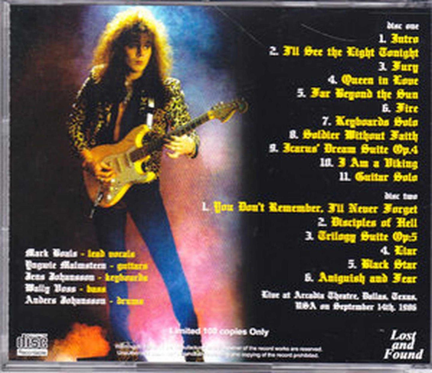 Yngwie J.Malmsteen/Texas,USA 1986