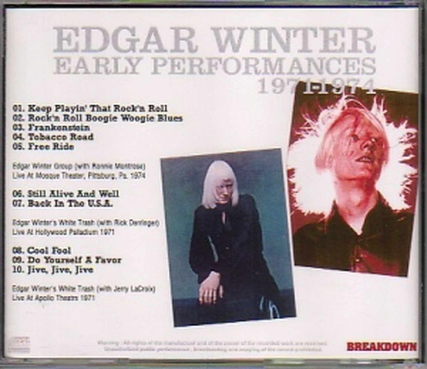 Edgar Winter Edgar Winter/Live Performances '71-'74