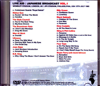 Varuous Artists Sting,Phil Collins,Bryan Ferry,David Gilmour,Status Quo/PA,USA 1985 Japanese Broadcast Ver. Vol.1