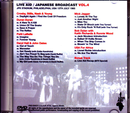 Varuous Artists Duran Duran,Hall & Oates,Mick Jagger,Bob Dylan/PA,USA 1985 Japanese Broadcast Ver. Vol.4