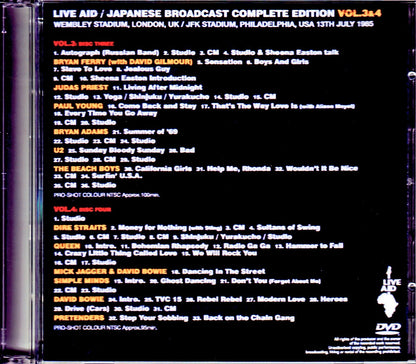 Various Artists Queen,Beach Boys,Dire Straits,David Bowie/London,UK & PA,USA 1985 Japanese Broadcast Complete Vol.3 & 4
