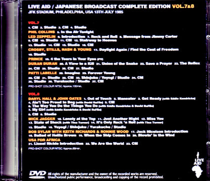 Various Artists Hall & Oates,Duran Duran,USA for Africa,Phil Collins/London,UK & PA,USA 1985 Japanese Broadcast Complete Vol.7 & 8