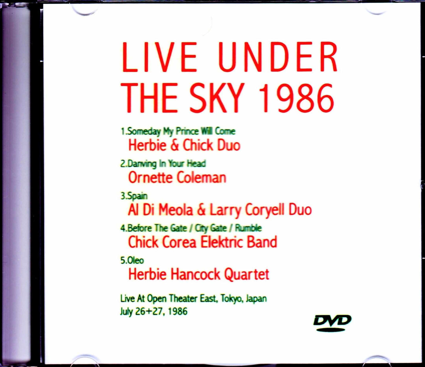 Various Artists Herbie Hancock,Chick Corea,Ornette Coleman,Al Di Meola,Larry Coryell/Tokyo,Japan 1986