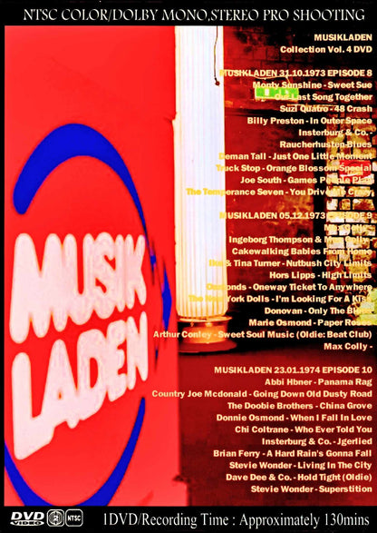 Various Artists Stevie Wonder, Suzi Quatro, Doobie Brothers, Donovan, Billy Preston/Musik Laden Video Collection Vol.4