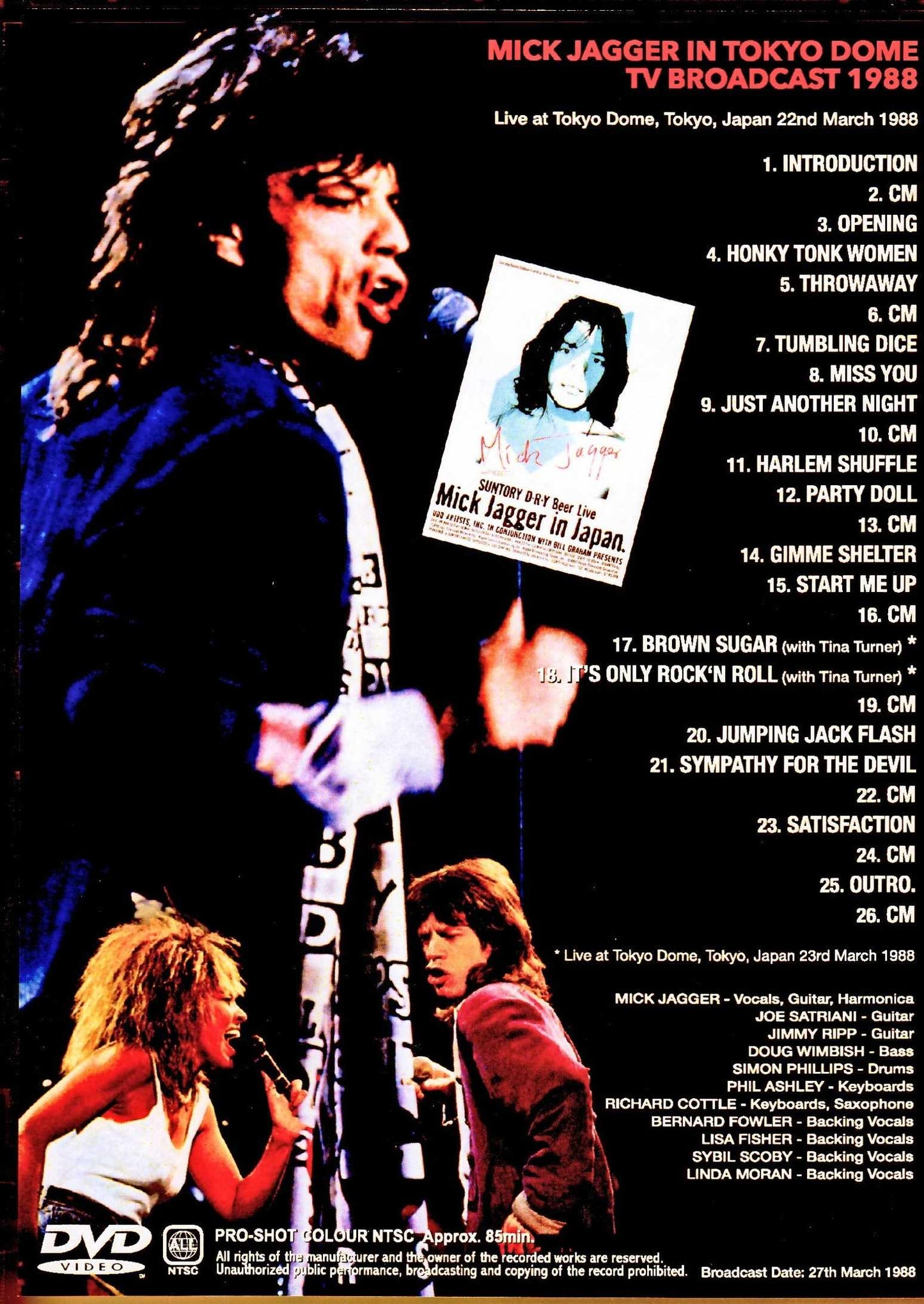 Mick Jagger/Solo Tour Japan Tokyo Dome Performance 1988 2 days broadcast complete version