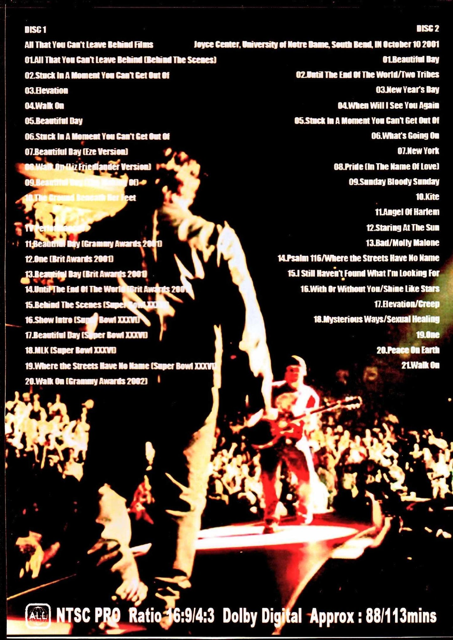 U2/Elevation Tour 2001 video collection etc.