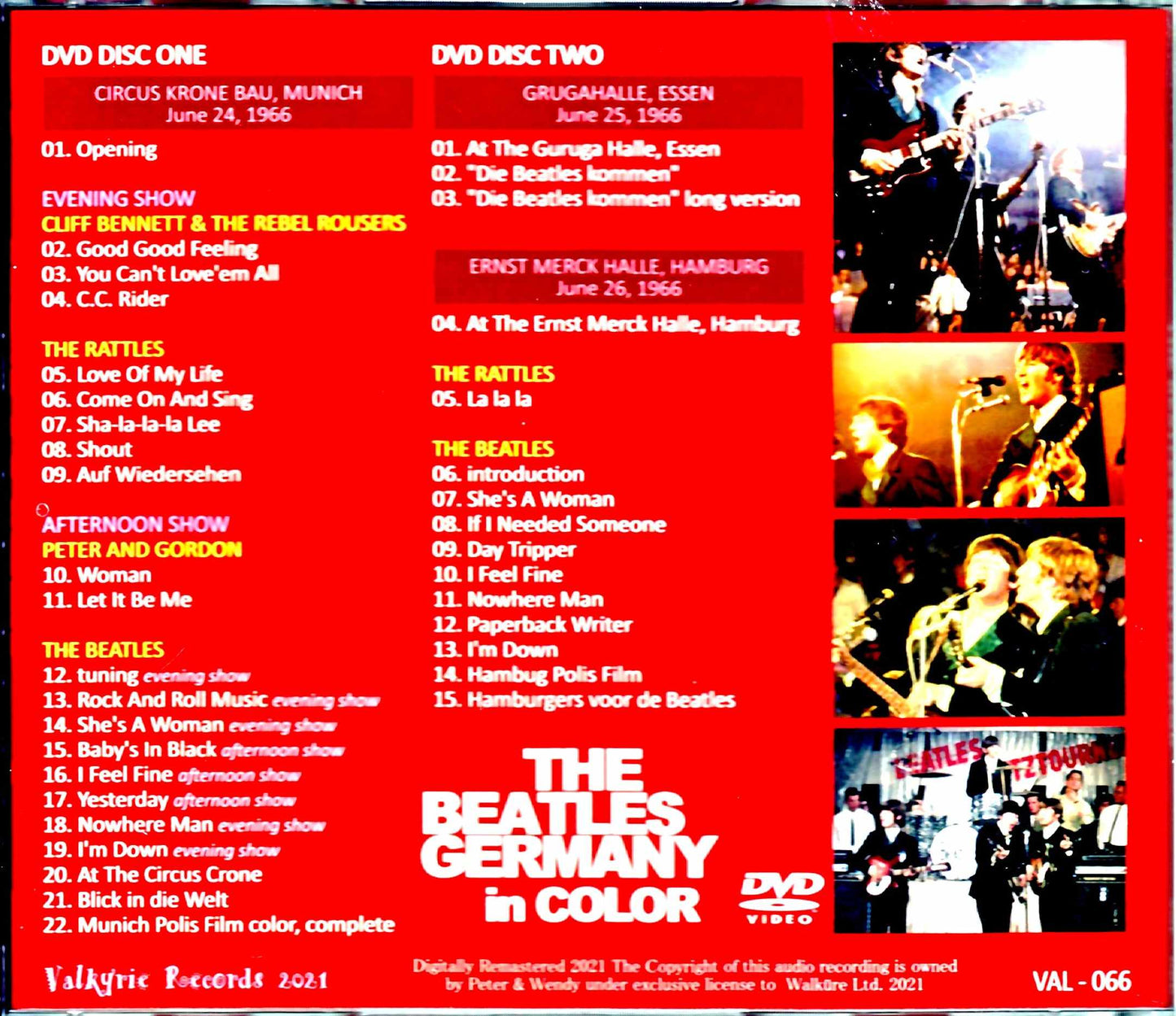 Beatles/German Performance 1966 Live & Documentary Video Color Edition Germany 1966 in Color