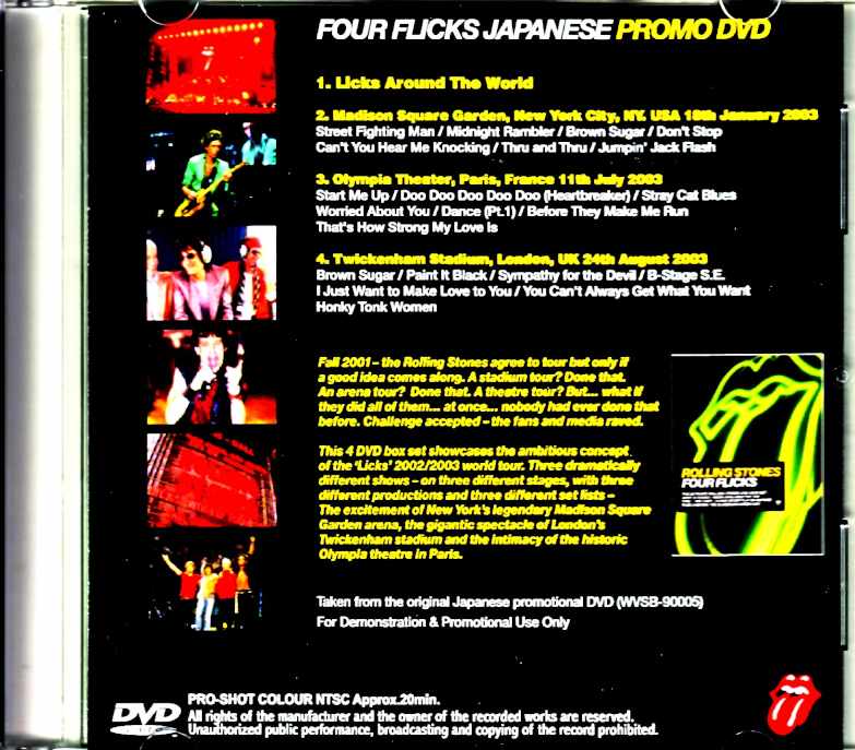 Rolling Stones/Four Flicks Japanese Promo DVD