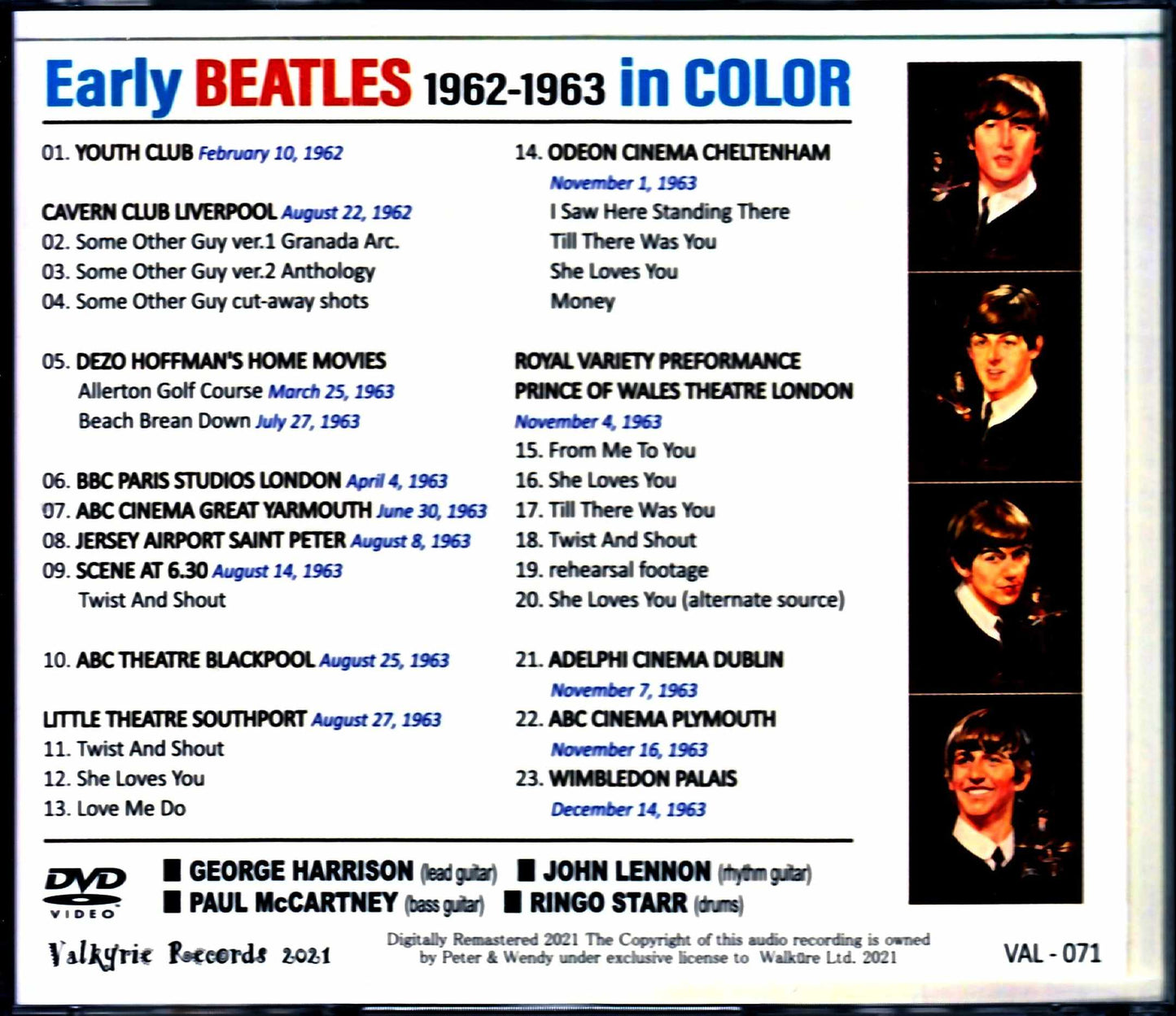 Beatles/Earning 1962 - 1963 Color version England,UK 1962-1963 in Color