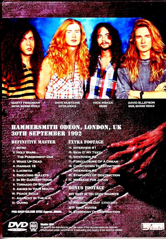 Megadeth Megadeth/London,UK 1992 Upgrade & more