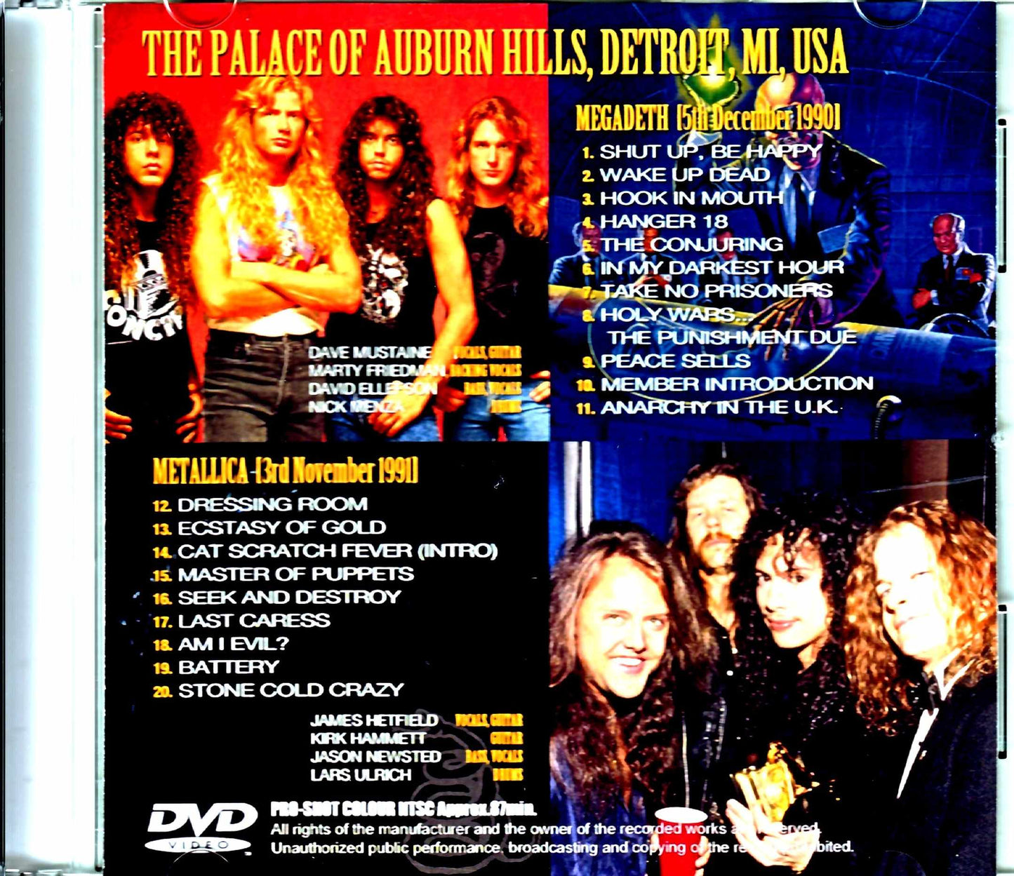 Metallica Megadeth Metallica Megadeth / Pro shot at the same venue MI,USA 1991 2Days