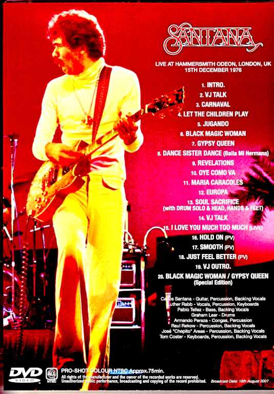 Santana/London,UK 1976 Japanese Broadcast Edition Best Quality