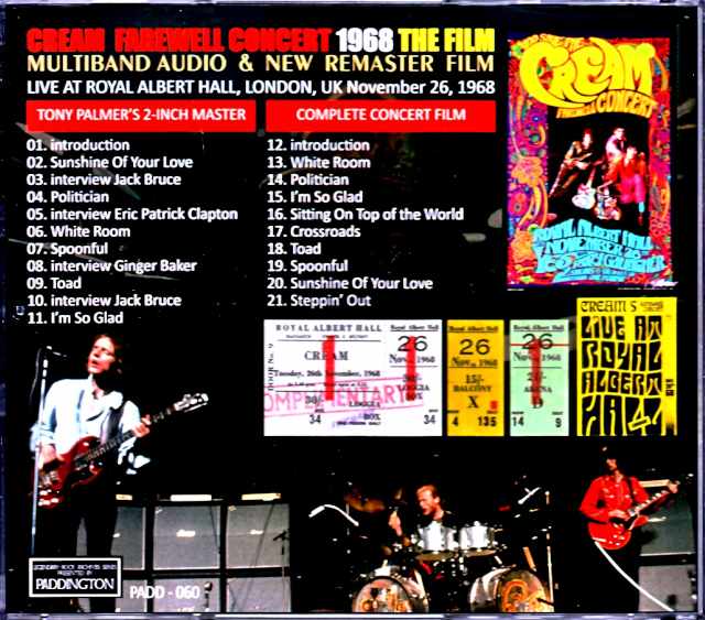 Cream - Farewell Concert 1968 London, UK 1968 Multi-band Audio & Remaster Film