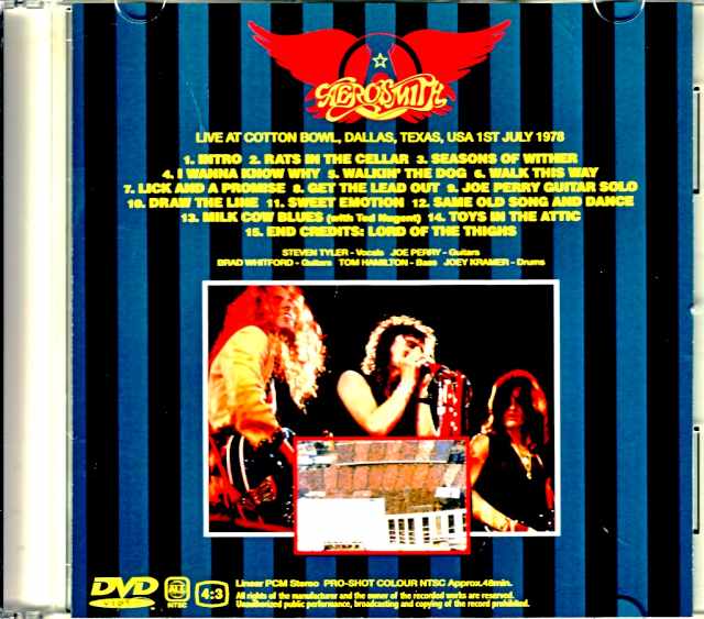 Aerosmith/TX,USA 1978 Original Japanese Laser Disc Edition