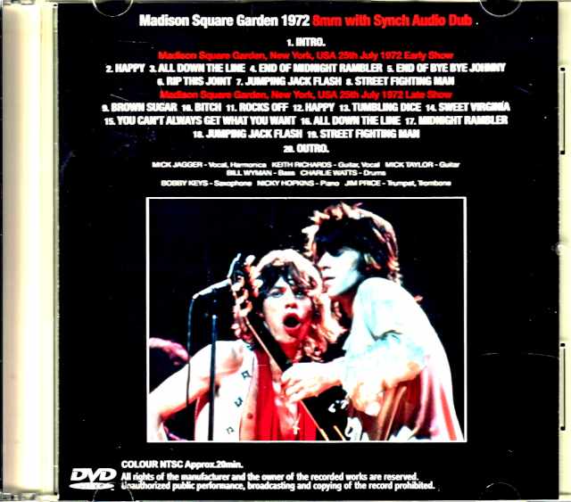 Rolling Stones/NY,USA 1972 Early & Late Show 8mm with Synch Audio Dub