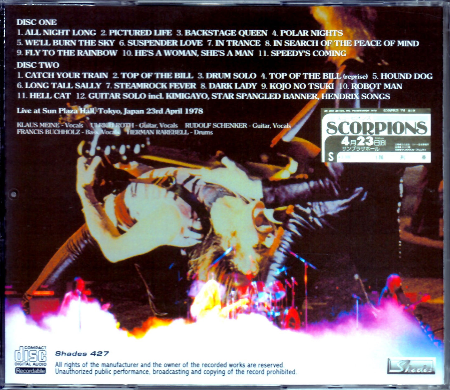 Scorpions/Tokyo,Japan 4.23.1978